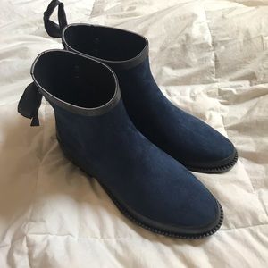 Navy Suede “Rain” boots/booties